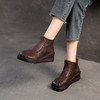 JZ5030 2025年秋冬季新款复古坡跟短靴头层牛皮纯色百搭小众女鞋 商品缩略图3