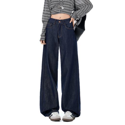 【加绒加厚】罗蒙秋冬款女士高腰阔腿牛仔裤加绒直筒显瘦百搭休闲长裤子 商品图6