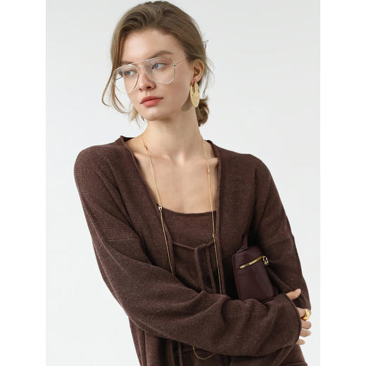 COCOBELLA莱赛尔气质针织衫静奢风舒适通勤开衫外套MZ3169-2 商品图0