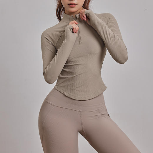 【限时秒】YOGACODE【火树银花系列】秋冬长袖瑜伽服女立领半拉链紧身显瘦运动长袖DSL639 商品图1