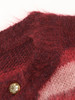 2025 秋冬酒红渐变条纹马海毛开衫女 V 领金属扣宽松毛绒感针织衫 复古氛围感休闲通勤短款毛衣外套 商品缩略图2