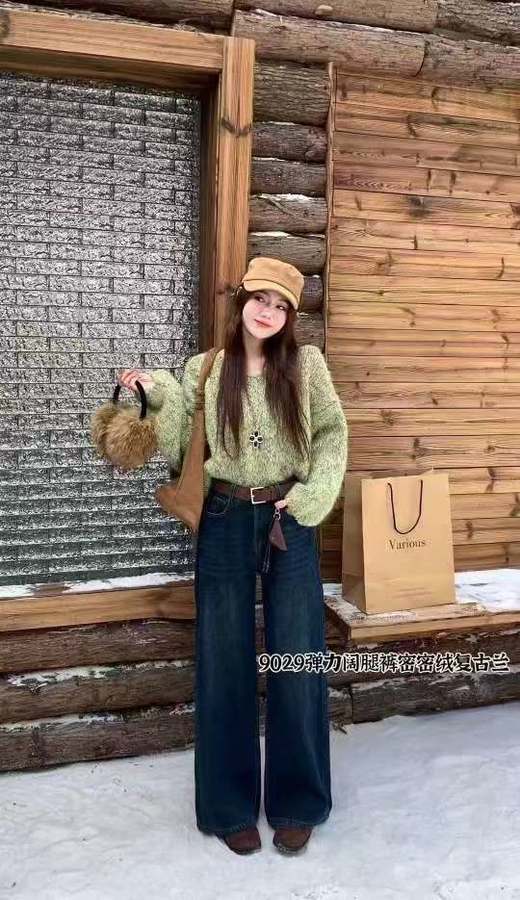 🔥🔥【2025爆款牛仔】密密绒加绒加厚～9029冬季保暖简约百搭牛仔直筒裤-喜出 商品图2