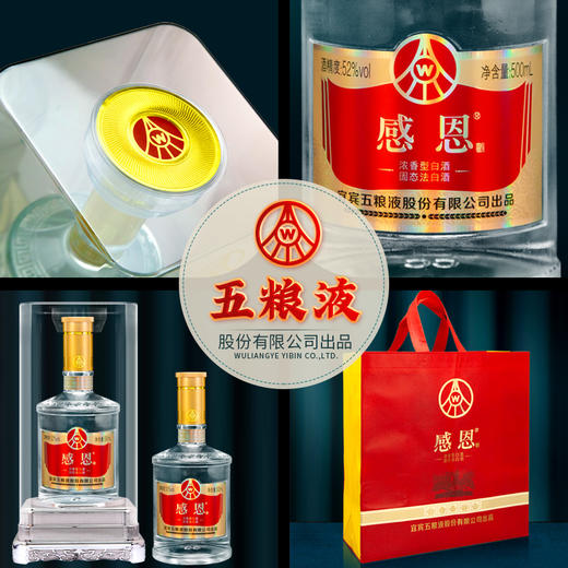 【五粮液总厂出品 亚克力罩+手榴水晶瓶 烫金logo】五粮液感恩酒52度浓香型（500ml*4） 商品图4
