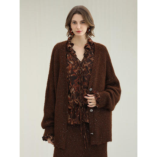 COCOBELLA[美拉德穿搭]细闪亮片上衣加厚针织衫开衫外套MZ189-2 商品图1