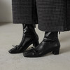 学院风蝴蝶结4cm中跟粗跟后拉链短筒马丁靴方头弹力瘦瘦靴女2025 商品缩略图2