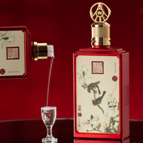 【五粮液总厂出品 皇家御用花鸟图】五粮液朗世宁花鸟酒52度浓香型（500ml*4瓶 W立体金标LOGO）