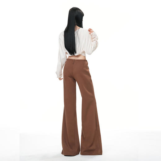 罗蒙秋冬款女士休闲裤卫裤运动高腰阔腿微喇卫裤通勤百搭弹力长裤 商品图5