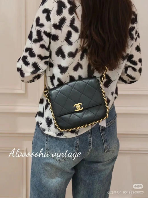 Chanel 21k 秋冬新款 黑金 粗链条 牛皮 方胖子 商品图2