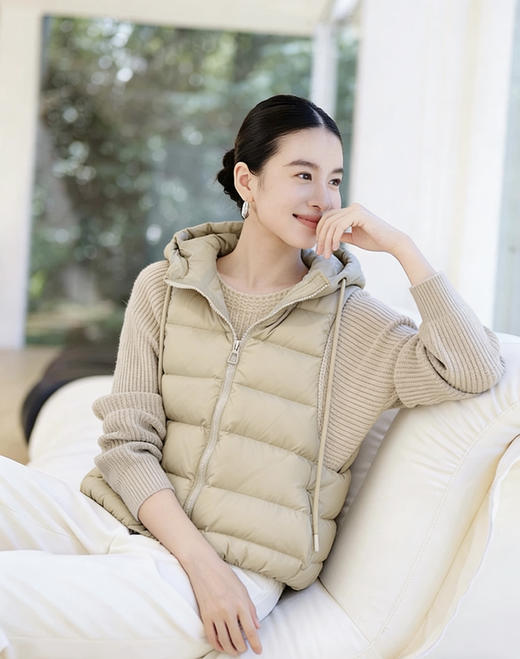 针织拼接90白鸭绒连帽运动风羽绒服 商品图1