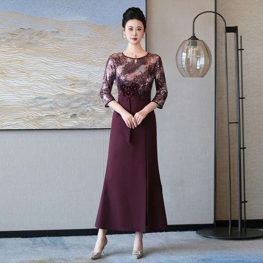 5IF5351-1喜婆婆婚宴装2025秋新款高贵喜妈妈婚宴装气质优雅日常可穿连衣裙 商品图2