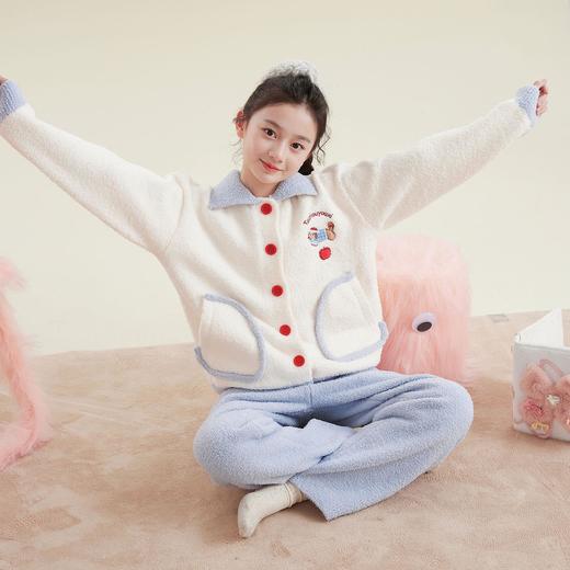 儿童睡衣冬加厚女童2025新款中大童女孩秋冬保暖珊瑚绒家居服套装 商品图4
