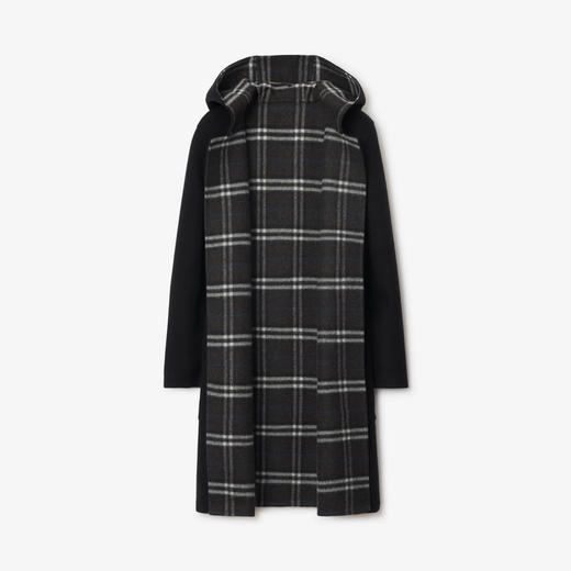 BURBERRY 巴宝莉 女士双面羊毛连帽裹身大衣 黑色 8110898 C1307 商品图1