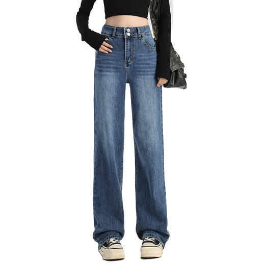 【加绒加厚】罗蒙女士秋冬款高腰直筒裤双排扣显瘦显腿长百搭长裤 商品图7