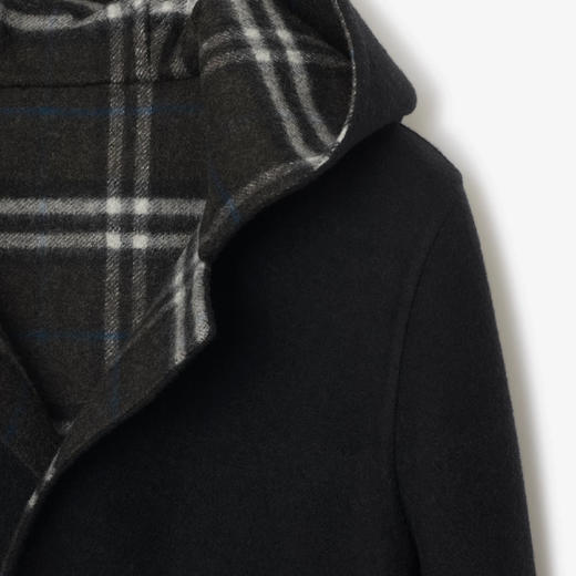 BURBERRY 巴宝莉 女士双面羊毛连帽裹身大衣 黑色 8110898 C1307 商品图2