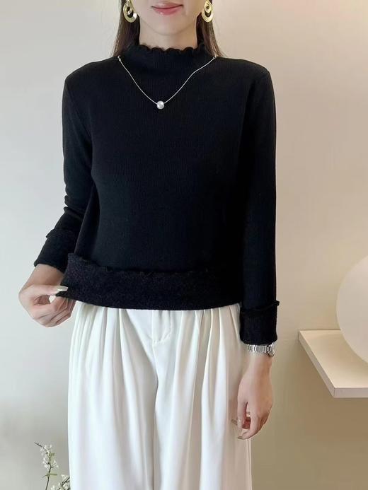 【GZ】无忧购法式木耳边半高领一体绒修身保暖针织打毛衣3340（截单后3-5天发货) 商品图4