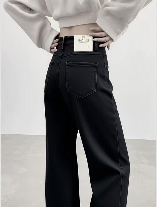 🔥🔥【2025爆款牛仔】超软超弹水貂绒～3102高级黑加绒加厚软料牛仔直筒裤阔腿裤-喜出 商品图3