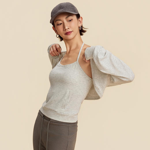 跃牌【禅语梵心】裸感磨毛运动长袖女修身透气坎肩跑步健身瑜伽服罩衫CX3545 商品图3