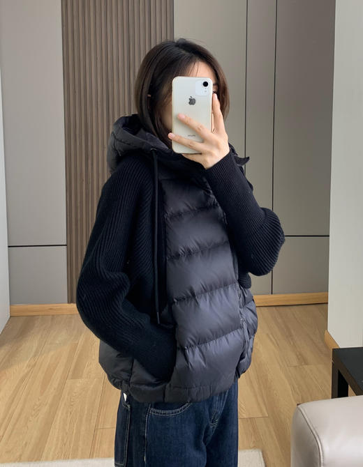 针织拼接90白鸭绒连帽运动风羽绒服 商品图8