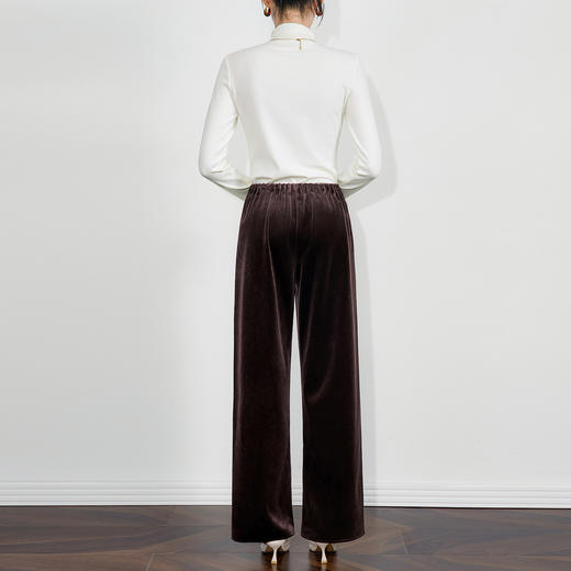 「高货wl」全新升级【铂金会员220/天猫299/差价79】(22158)洛诗琳气质垂坠感丝绒裤2025秋冬新中式百搭休闲长裤女 商品图2