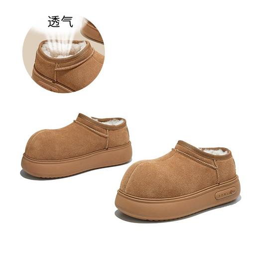 发泡底真皮卡皮巴拉鞋头雪地靴女2025冬季新款保暖百搭厚底棉鞋女 商品图4