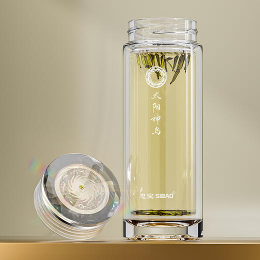 思宝新品太阳神鸟双层玻璃杯便携车载礼盒包装男女通用 商品图3