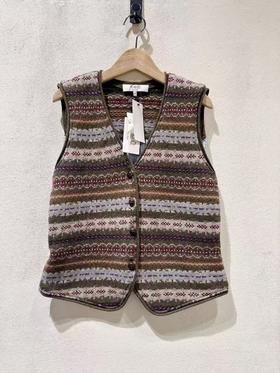 女款拼接提花针织背心开衫lv