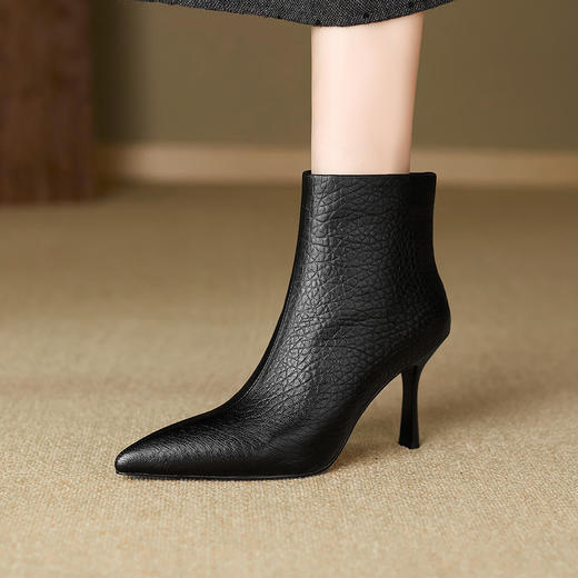 【预售5天】气质高跟鞋尖头细跟短靴春秋季小跟单靴子马丁靴YC-597 商品图1