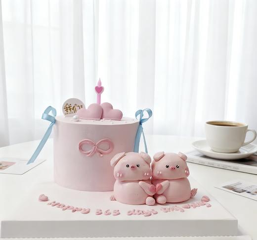 多款式~情侣/一家三口/小猪小熊可爱卡通动物蛋糕-低糖处理无添加 商品图0