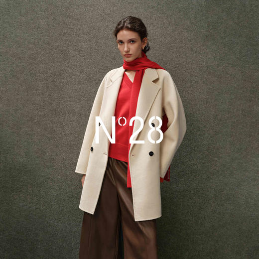 N°28【经典传承】山羊绒毛呢大衣女秋冬中长款高级绵羊毛呢外套8855A1D865  商品图1