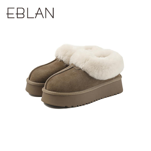 伊伴冬季复古美拉德色系蓬松毛边雪地靴B25762150 商品图4