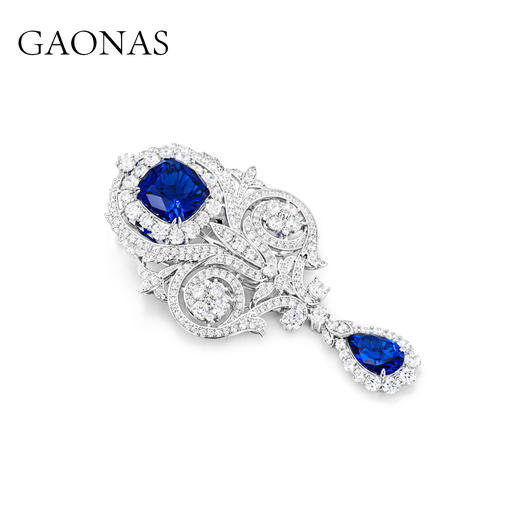GAONAS  中古枭鹰 古典臻丽优雅蓝色胸针11074ZB 商品图1