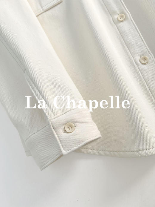 会员福利【加绒加厚~100棉】拉夏贝尔/La Chapelle设计感双口袋翻领纯棉加绒牛仔衬衫百搭外套 商品图8
