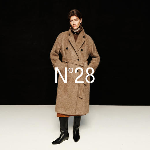 N°28【N+轻奢】100牦牛绒毛呢大衣女秋冬双排扣长款过膝呢子外套8855A1D872 商品图2
