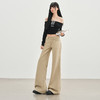 【加绒加厚】罗蒙秋冬款女士微喇牛仔裤加绒卡其色美式风高街百搭长裤子 商品缩略图4