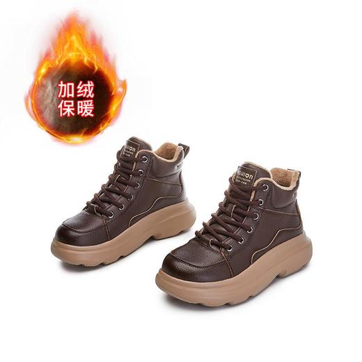 发泡底真皮雪地靴女2025冬季新款复古保暖女靴厚底增高百搭鞋子女 商品图5