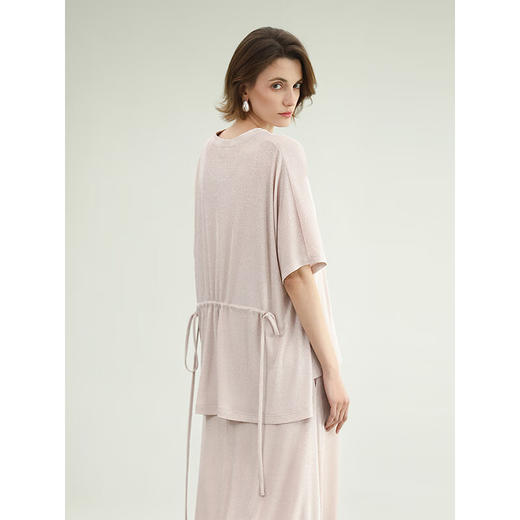 COCOBELLA慵懒风银葱舒适针织衫女百合粉遮阳衫空调衫MZ3198 商品图1