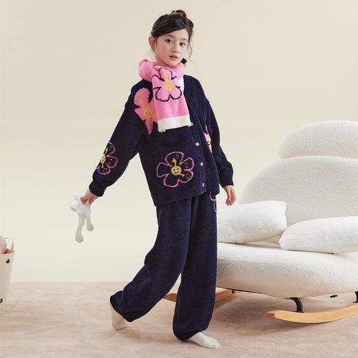 秋冬A类半边绒女童睡衣套装高品质中大童儿童家居服 商品图4