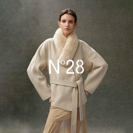 N°28【千金风】毛领围脖毛呢大衣秋冬短款系带羊毛呢外套8855A1D682  商品图3