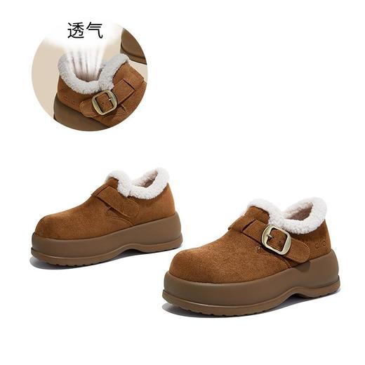 发泡底羊羔毛单鞋女2025冬季新款复古加绒雪地靴休闲百搭毛毛棉鞋 商品图4