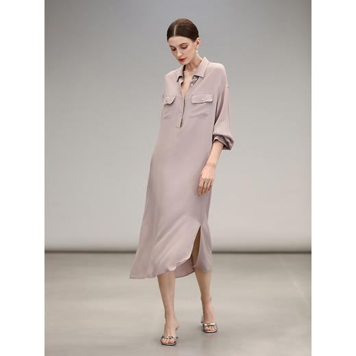 COCOBELLA迷雾粉人丝连衣裙女早秋宽松休闲衬衫裙FR3046-2 商品图1