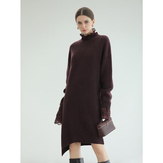 COCOBELLA安可拉红简约通勤毛衣秋冬保暖休闲女针织衫MZ7046 商品图2