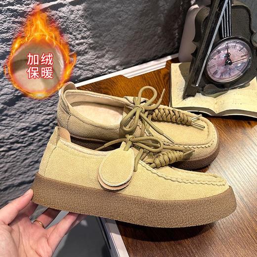 头层羊皮袋鼠鞋2026春季新款真皮运动鞋休闲小白鞋女平底德训鞋女 商品图5