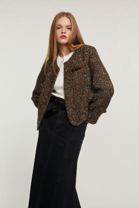 SAFICOO 优雅气质型 羊毛粗花呢外套