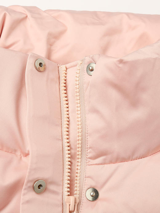 2025 秋冬温柔粉立领短款羽绒服女 蓬松菱格纹保暖面包服 抽绳袖口休闲宽松通勤轻薄羽绒外套 商品图2