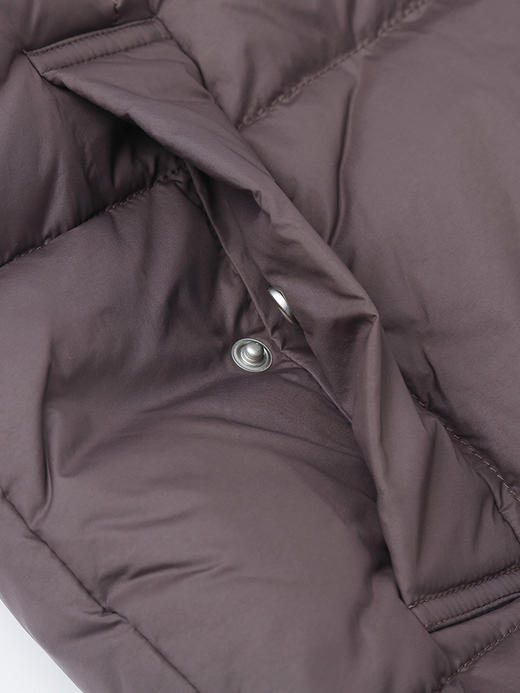 2025 秋冬深咖色立领收腰羽绒服女 菱格纹加厚保暖中长款面包服 侧带收腰设计感休闲通勤防风御寒羽绒外套 商品图4