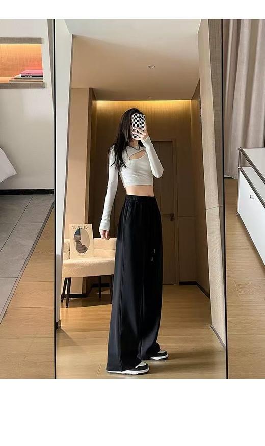 12.12【清仓】剪标款-OOOINKK简约～加绒加厚黑色抽绳休闲裤-喜出 商品图2