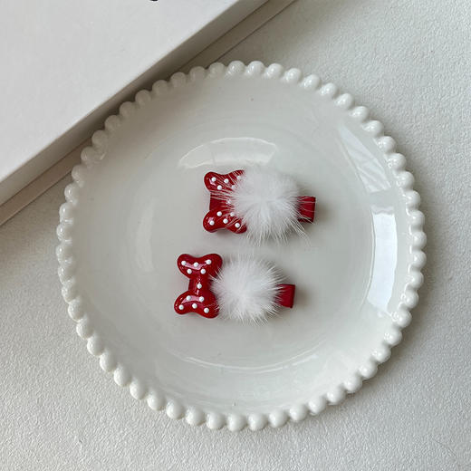 蝴蝶结毛球对夹对装发夹-纪念日百货门店同款167797091 商品图3