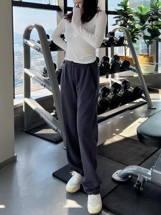 露露女高腰设计松紧腰直筒版型休闲裤 商品图0