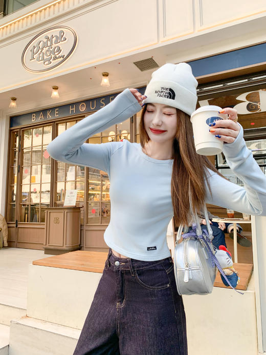 <曾小咸推荐>现货秒杀 ！微信超特价！韩系蓝色圆领短款磨毛长袖 日常109.99 立减60 秒杀49.99！！ 商品图12