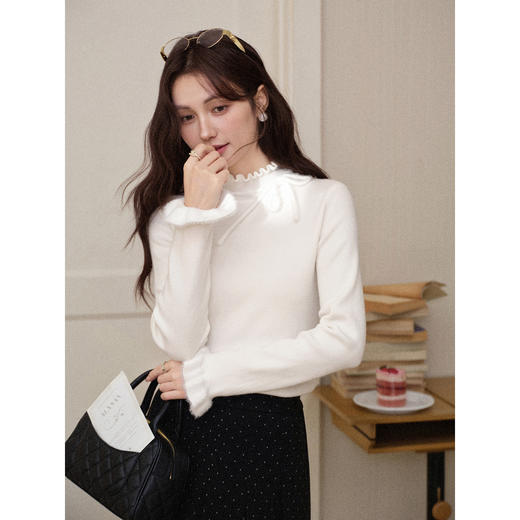 鹿向南【1217/20:00新品前1小时7折限量100件】米白色针织衫 商品图3